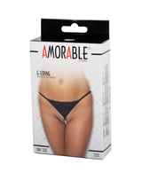 Amorable by Rimba - G-string met parels - One Size - Zwart