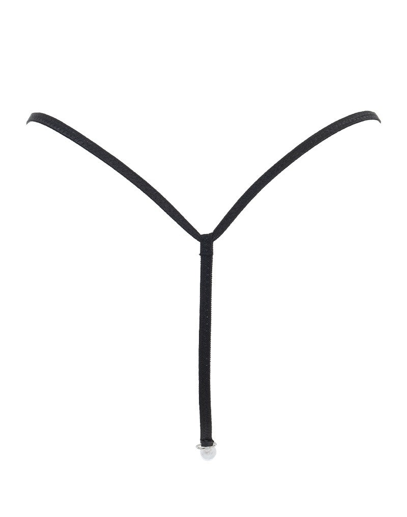 Amorable by Rimba - G-string met parels - One Size - Zwart