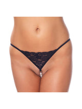 Amorable by Rimba - G-string met parels - One Size - Zwart