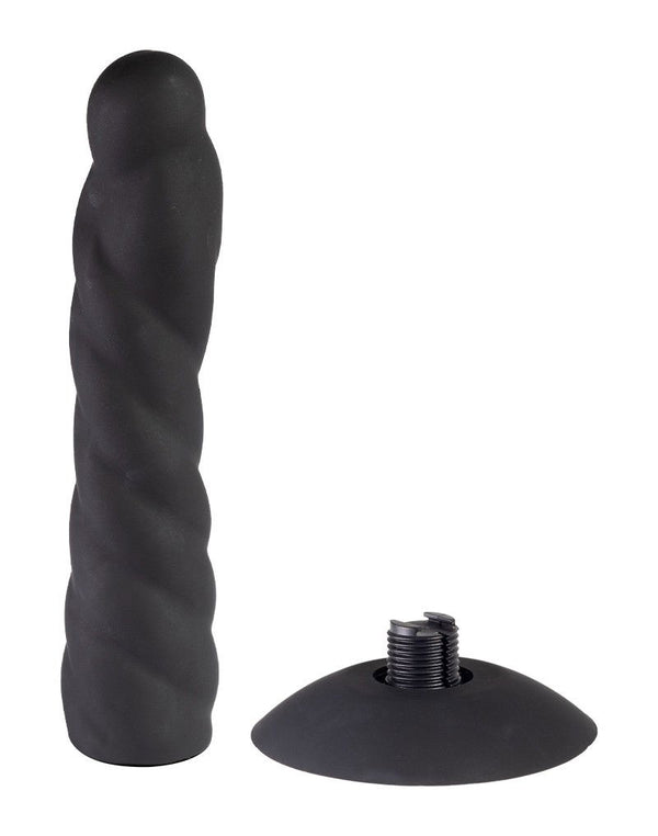 Rimba Latex Play - Verwisselbare Dildo voor Strap-on met Zuignap - Zwart