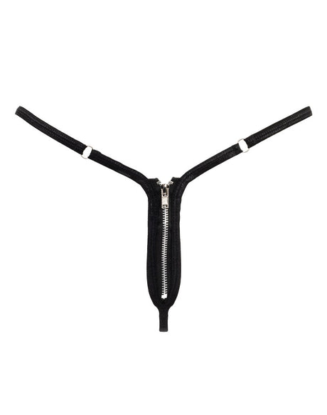 Amorable by Rimba - Mini G-string met Ritssluiting - One Size - Zwart