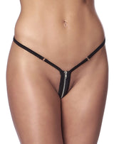 Amorable by Rimba - Mini G-string met Ritssluiting - One Size - Zwart