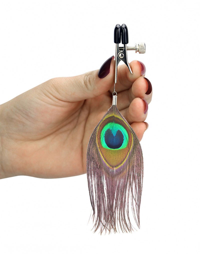 Rimba - Tepelklemmen met pauwenveer (Per Paar)