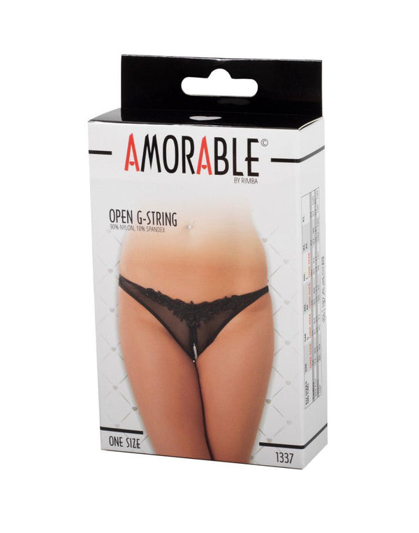 Amorable by Rimba - Open String met parels - One Size - Zwart