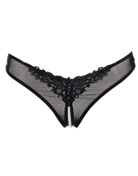 Amorable by Rimba - Open String met parels - One Size - Zwart