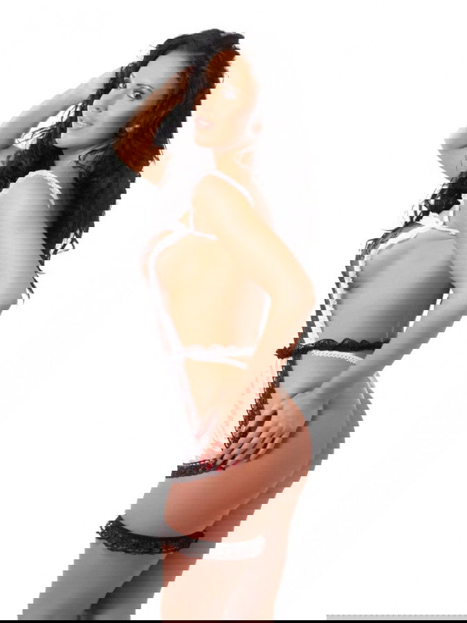 Amorable by Rimba - Serveerster Uniform (3 delig) - One Size - Zwart / Wit