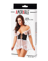 Amorable by Rimba - Serveerster Jurk en slip - One Size - Zwart / Wit
