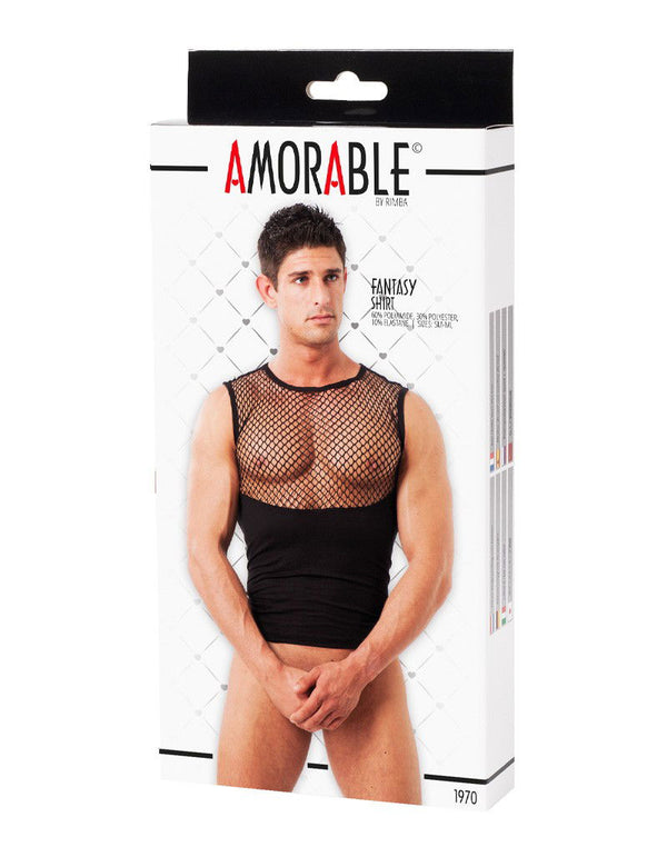 Amorable by Rimba - Tanktop met visnet  - Zwart
