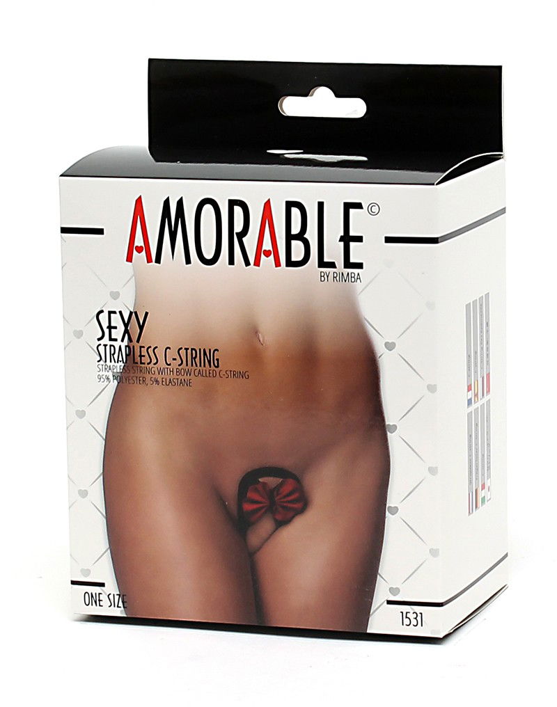 Amorable by Rimba - Strapless C-String - One Size - Zwart / Rood
