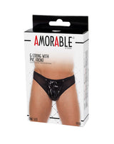 Amorable by Rimba - Doorzichtige string met lak look - One Size - Zwart
