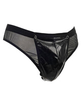 Amorable by Rimba - Doorzichtige string met lak look - One Size - Zwart