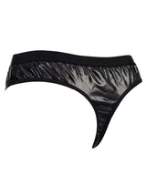 Amorable by Rimba - Doorzichtige string met lak look - One Size - Zwart