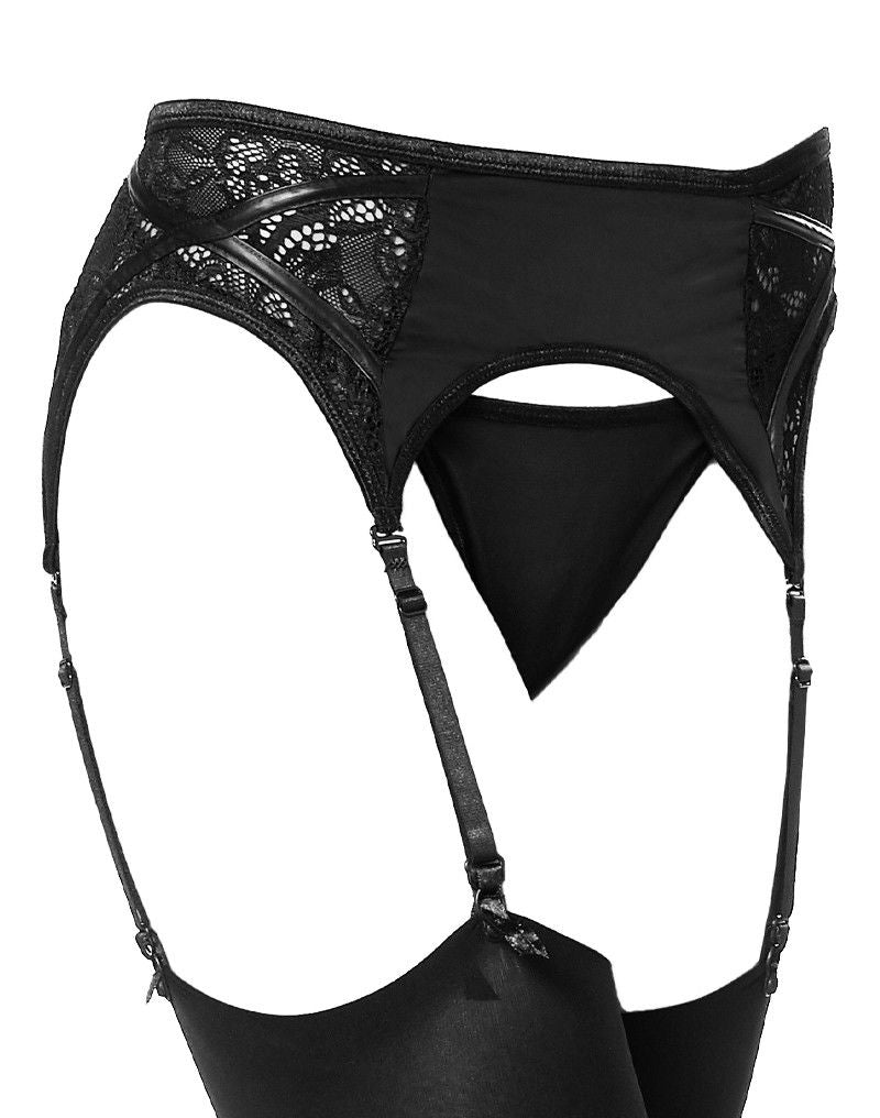 Amorable by Rimba - Jarretel met Slip en Kousen - One Size - Zwart