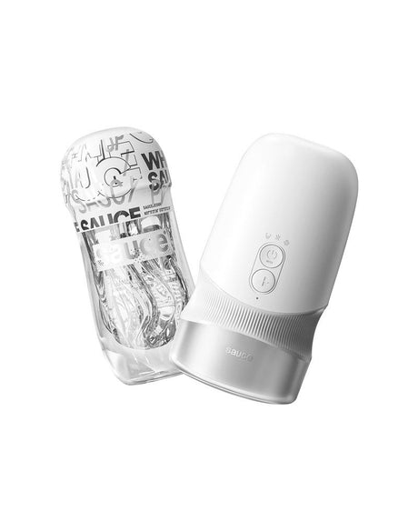 Sauce - Extra Sauce - Elektronische Masturbator met Witte Sauce Sleeve - Wit