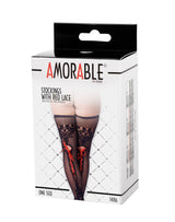 Amorable by Rimba - Kousen met Rode Veters - One Size - Zwart / Rood