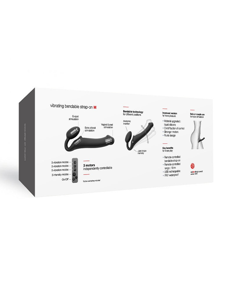 Strap-On-Me - Buigbare Strap-On Vibrator met Afstandsbediening Maat M