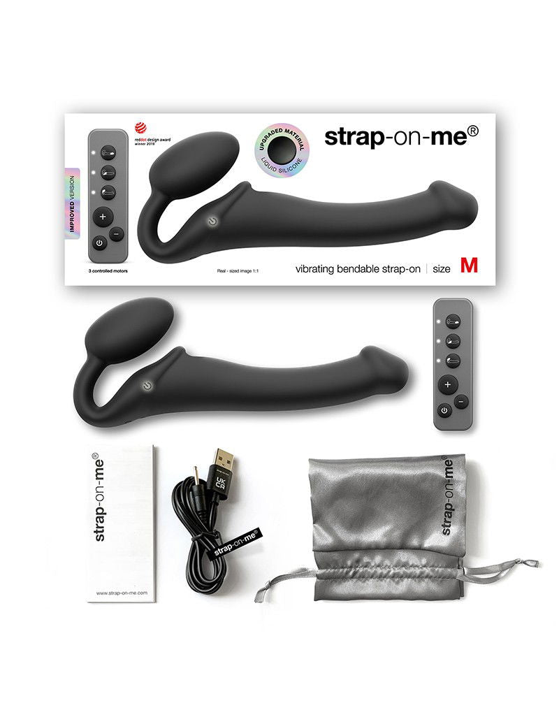 Strap-On-Me - Buigbare Strap-On Vibrator met Afstandsbediening Maat M