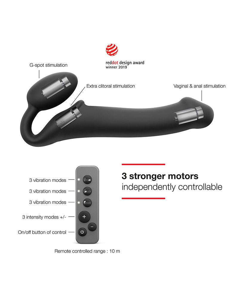 Strap-On-Me - Buigbare Strap-On Vibrator met Afstandsbediening Maat L