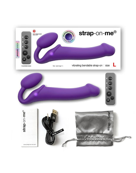 Strap-On-Me - Buigbare Strap-On Vibrator met Afstandsbediening Maat L