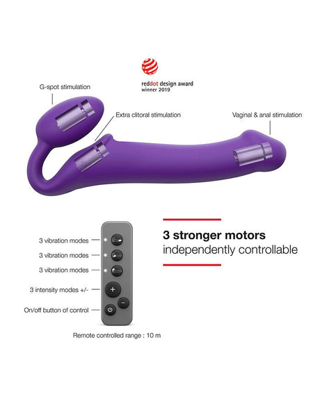 Strap-On-Me - Buigbare Strap-On Vibrator met Afstandsbediening Maat M