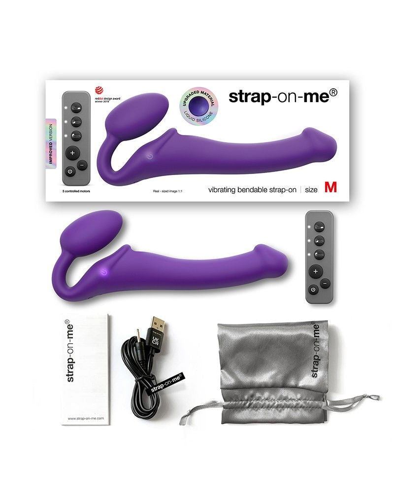 Strap-On-Me - Buigbare Strap-On Vibrator met Afstandsbediening Maat M