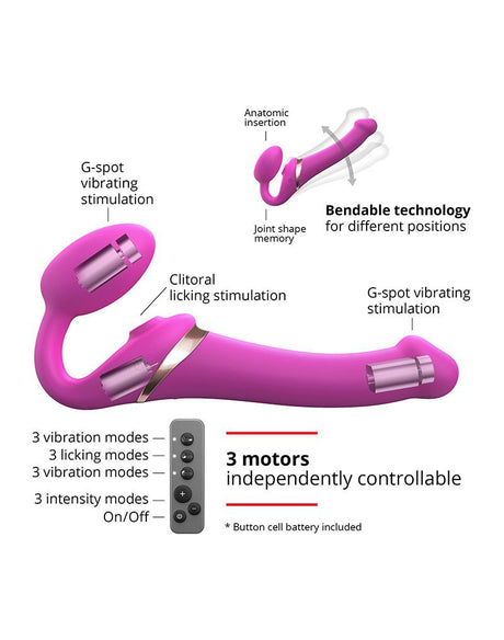 Strap-On-Me - Multi Orgasm - Strap-On Vibrator met Lik Stimulator Maat