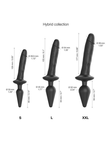 Strap-On-Me - Realistische Switch Plug-In - 2-in-1 Dildo & Butt Plug Maat L - Zwart