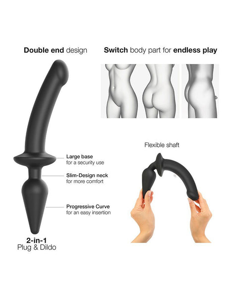 Strap-On-Me - Semi-Realistische Switch Plug-In - 2-in-1 Dildo & Butt Plug Maat S