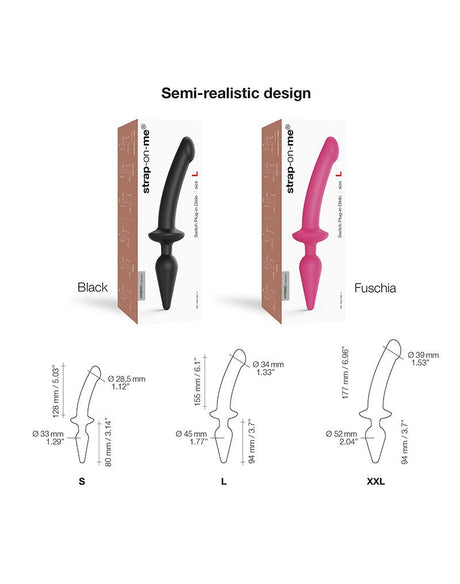 Strap-On-Me - Semi-Realistische Switch Plug-In - 2-in-1 Dildo & Butt Plug Maat S
