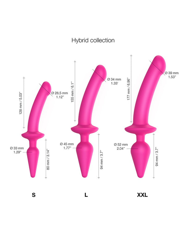 Strap-On-Me - Semi-Realistische Switch Plug-In - 2-in-1 Dildo & Butt Plug Maat