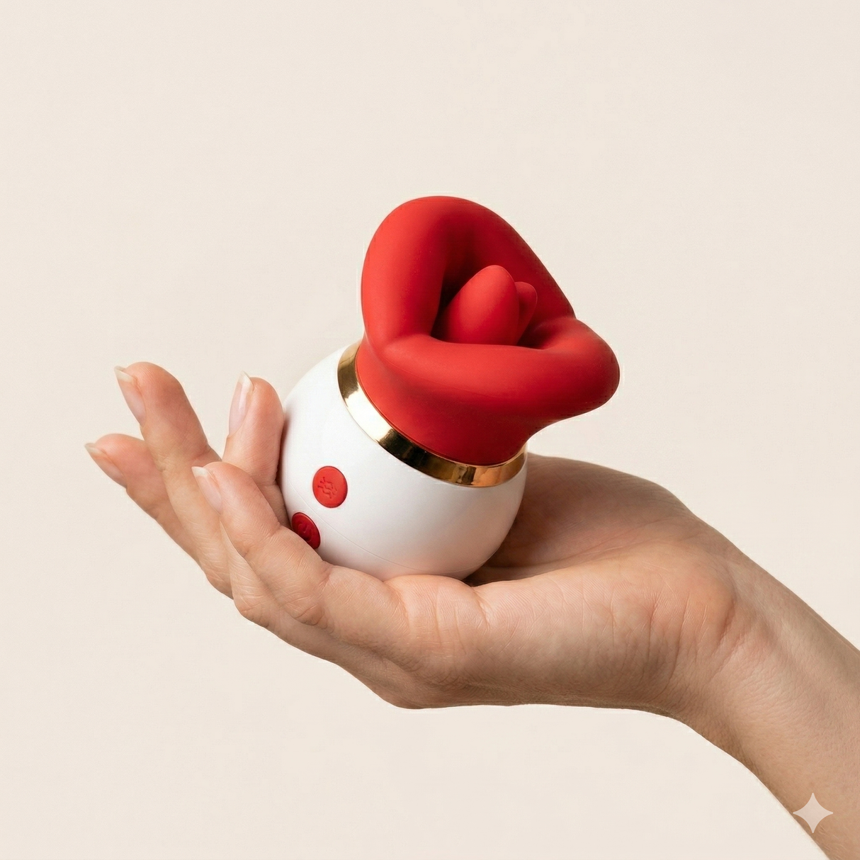 STHER 3-in-1 Clitoris Stimulator - Met Tongbeweging & Vibratie - Rood - Incl. 250ml Glijmiddel.
